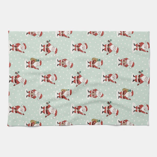 Sweet Snowy Santa Holiday Kitchen Towel Kökshandduk (Horisontell)