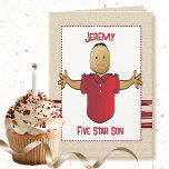Sweet Son Tecknad 5 Star Funny Birthday Kort<br><div class="desc">Det här roliga och söta kortet för tecknad är ett sött sätt att önska din son ett grattis på födelsedagen. Låt honom veta att han är fem stjärnor för dig!</div>