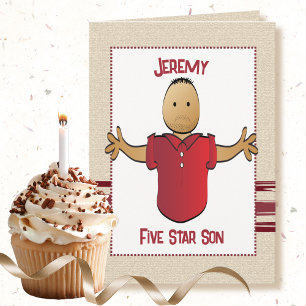 Sweet Son Tecknad 5 Star Funny Birthday Kort