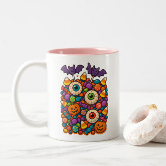 Sweet & Spooky Halloween Candy Chaos Två-Tonad Mugg