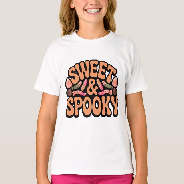 Sweet Spooky Kids Halloween Candy Shirt T (Framsida)