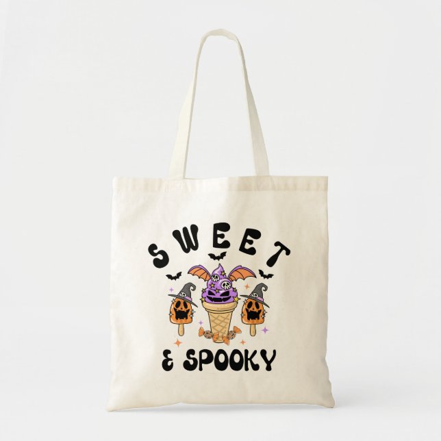 Sweet & Spooky Retro Monster Ice Cream Halloween Tygkasse (Framsidan)