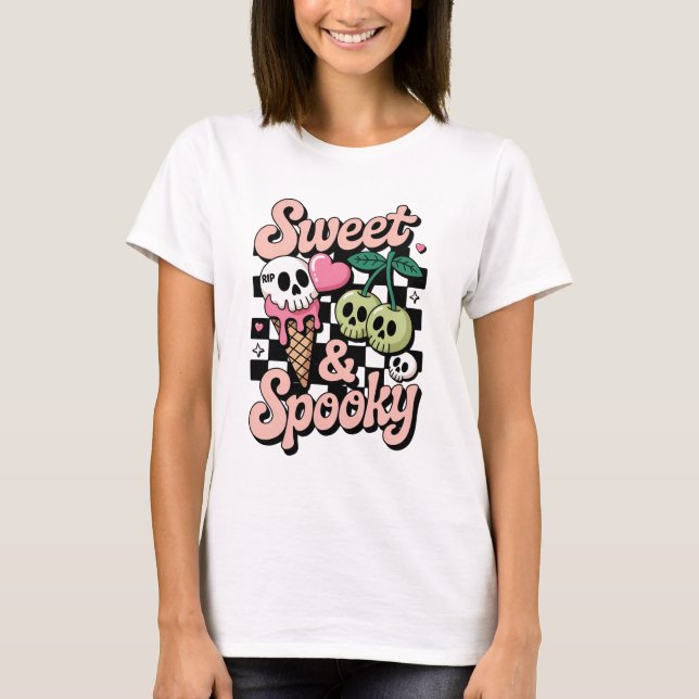 Sweet & Spooky Sweater - Kawaii Halloween Pullover T Shirt (Framsida)