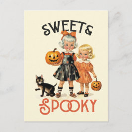 "Sweet & Spooky" vintage stil i mitten av århundra Vykort