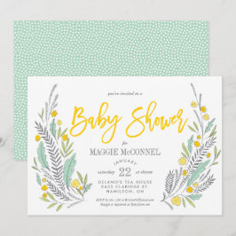 Sweet Sprigs Kön Neutral Baby Shower Inbjudningar