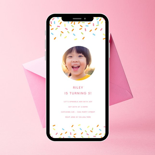 Sweet Sprinkle Barns födelsedag Party Photo Inbjudningar (Skapare uppladdad)