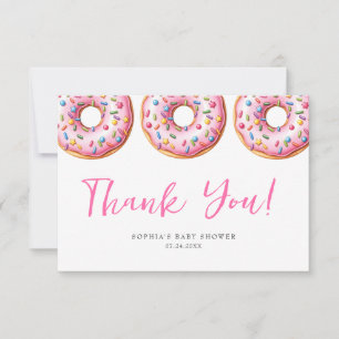 Sweet Sprinkle Rosa Donuts Modern Girl Baby Shower Tack Kort