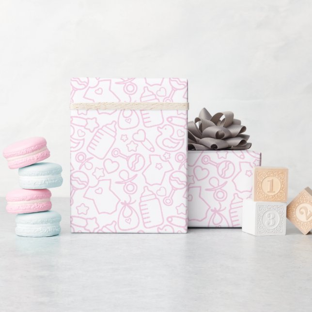 Sweet Sprinkles White Rosa Presentpapper (Baby Shower)