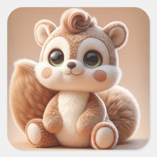 Sweet Squirrel Fyrkantigt Klistermärke