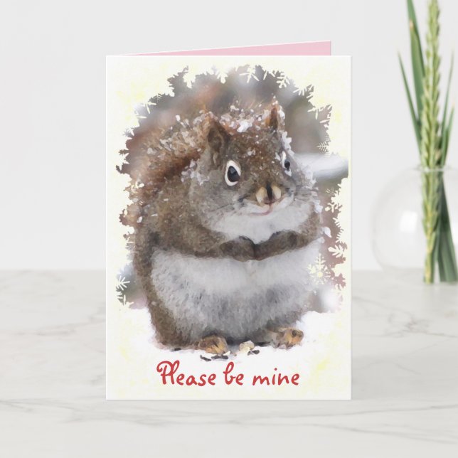 Sweet Squirrel Valentine Helgkort (Framsida)