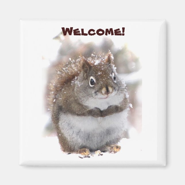 Sweet Squirrel Välkommen Magnet (Framsidan)