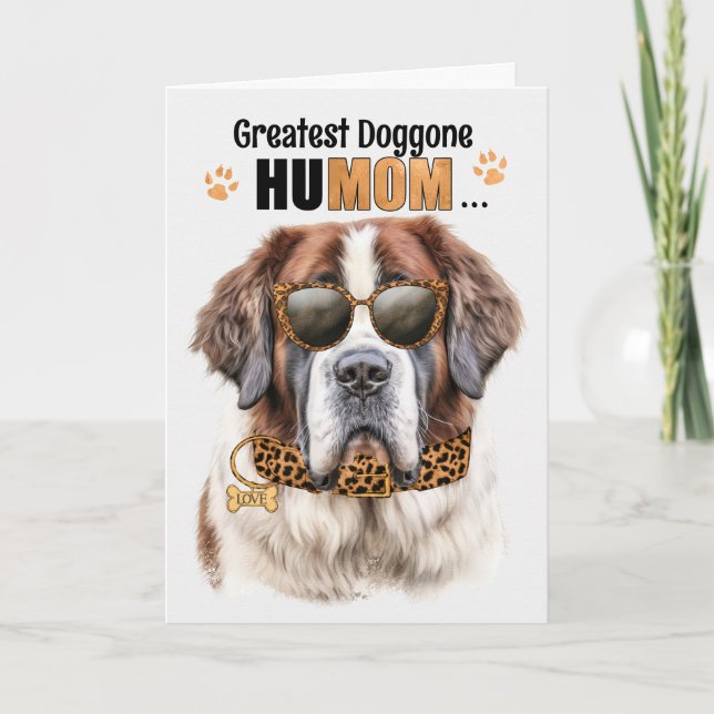 Sweet St. Bernard Hund Underbarare HuMOM Mors dag Helgkort (Framsida)
