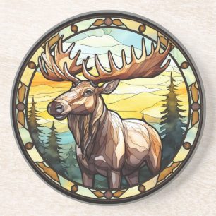 Sweet Stached Glass American Elk Moose Underlägg