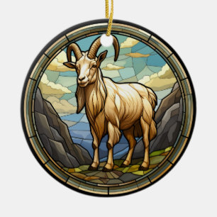 Sweet Stached Glass Billy Goat Julgransprydnad Keramik