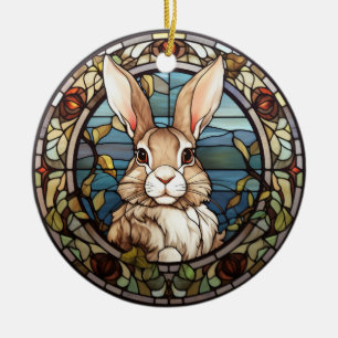 Sweet Stached Glass Bunny Rabbit Julgransprydnad Keramik