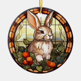Sweet Stached Glass Bunny Rabbit Julgransprydnad Keramik