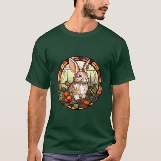 Sweet Stached Glass Bunny Rabbit T Shirt (Framsida)