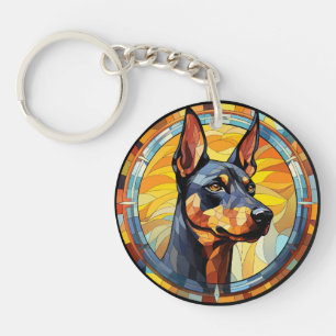 Sweet Stached Glass Doberman Pinscher Hund