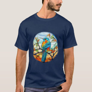 Sweet Stached Glass Kingfisher Bird T Shirt