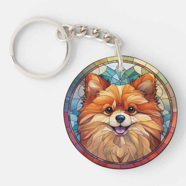 Sweet Stached Glass Pomeranian Hund (Framsidan)