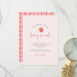 Sweet Strawberry Berry Mycket skript födelsedag Tack Kort