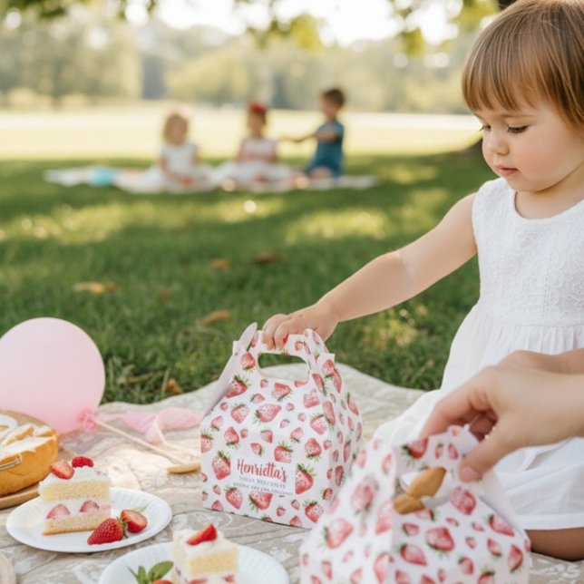 Sweet Strawberry First Birthday Favor Box Presentaskar (Skapare uppladdad)