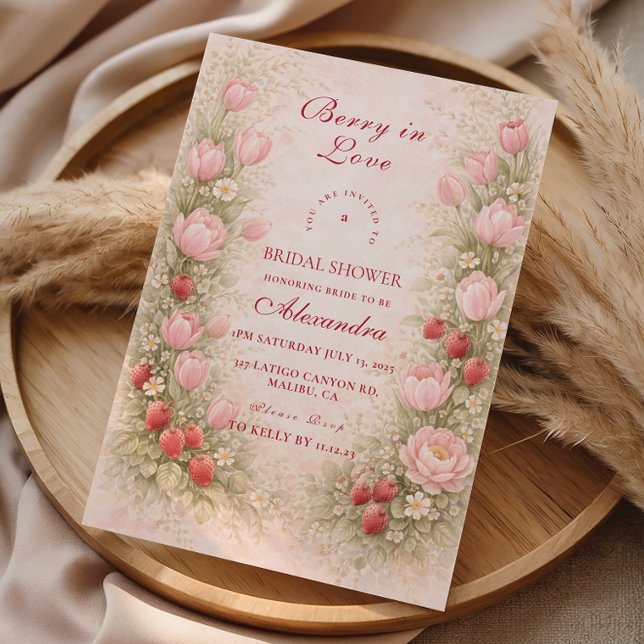Sweet Strawberry Romance Bridal Shower Inbjudningar (Skapare uppladdad)