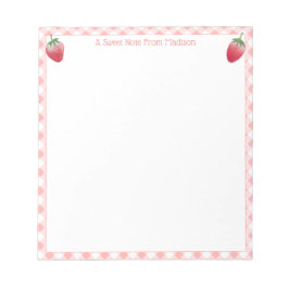 Sweet Strawberry Rosa Gingham Check Girl's Anteckningsblock