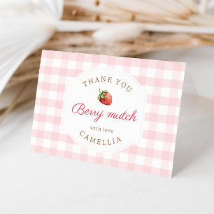 Sweet Strawberry Rosa Gingham Tack Kort