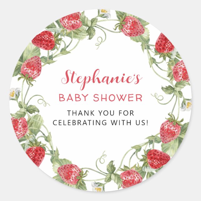 Sweet Strawberry Tack Runt Klistermärke (Framsida)