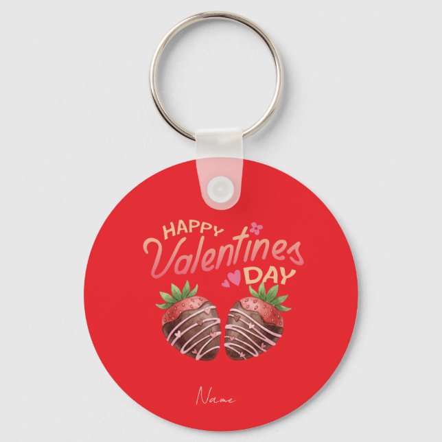 Sweet Strawberry Valentine's Day Personalized Coff Nyckelring (Framsida)