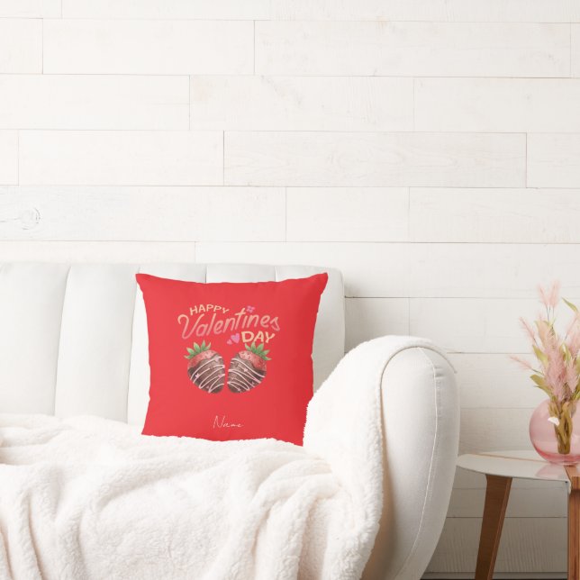 Sweet Strawberry Valentine's Day Personalized  Kudde (Soffa)