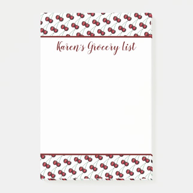Sweet Summer Cherry Cherries Fruit Livsmedel List Post-it Block (Framsida)