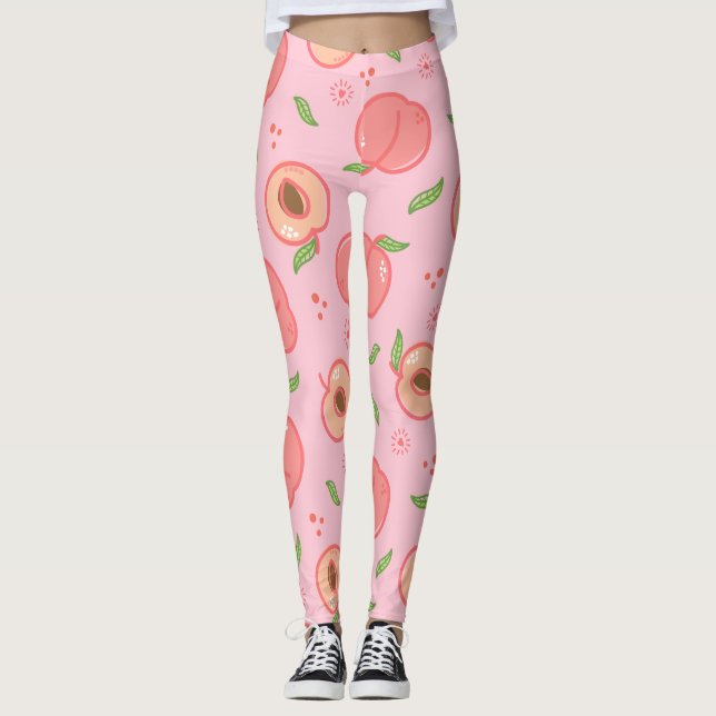 Sweet Summer Peach Mönster Large Leggings (Framsida)