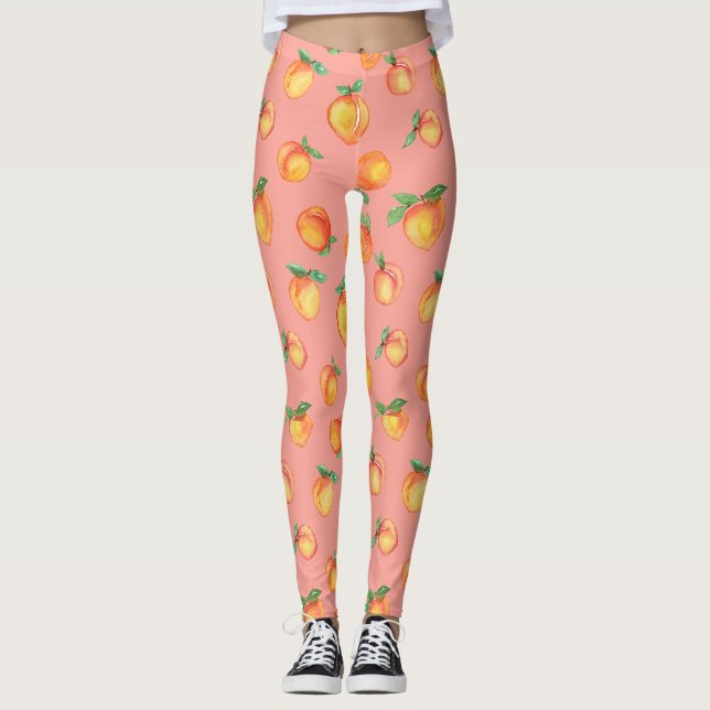 Sweet Summer Peach Mönster Large Leggings (Framsida)