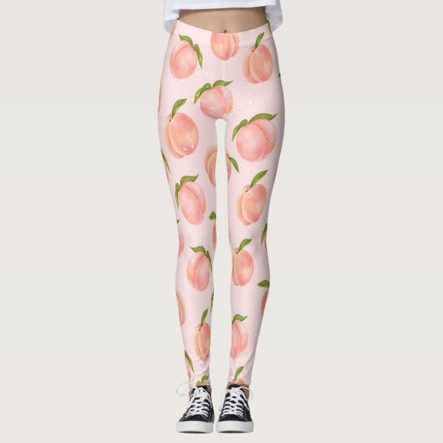 Sweet Summer Peach Mönster Large Leggings (Framsida)