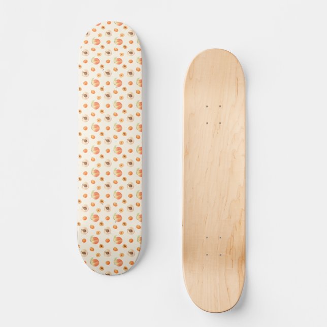 Sweet Summer Peach Mönster Mini Skateboard Bräda 18,5 Cm (Framsida)