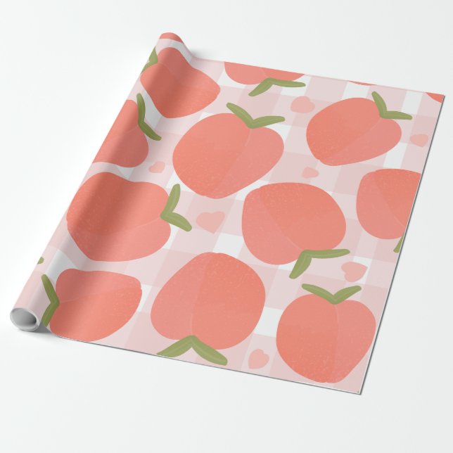 Sweet Summer Peach Mönster Presentpapper (Utrullad)