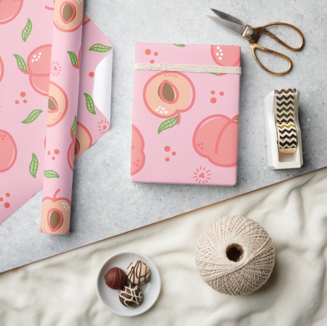 Sweet Summer Peach Mönster Presentpapper (Hantverk)