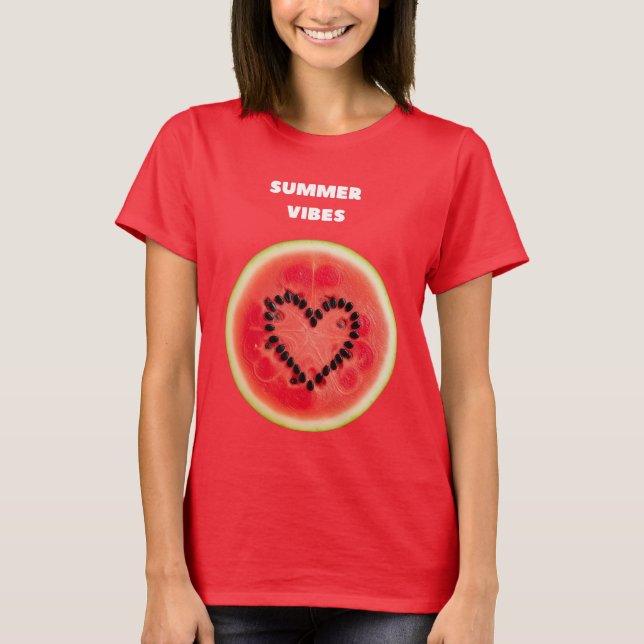 Sweet Summer Vibes - Watermelon Heart T Shirt (Framsida)
