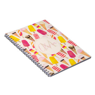 Sweet Summer Watercolor Ice Cream Anteckningsbok