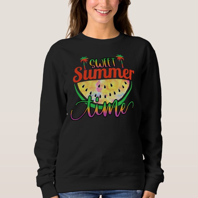 Sweet Summertime Watermelon Handflatan Träd, somma T Shirt (Framsida)