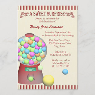 Sweet Surprise Gumball Maskin Birthday Inbjudningar