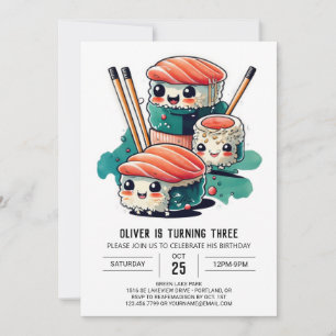 Sweet Sushi Barns födelsedag Inbjudningar