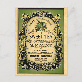 Sweet Tea Eau de Cologne Vintage Label Vykort