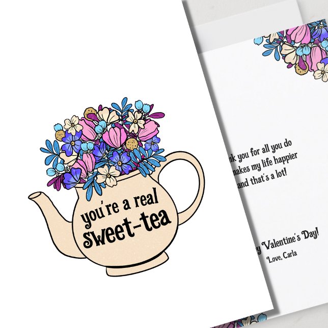 Sweet Tea Illustrated Valentine Day Card Kort (Skapare uppladdad)