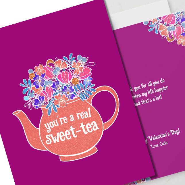 Sweet Tea Illustrated Valentine Day Card Kort (Skapare uppladdad)
