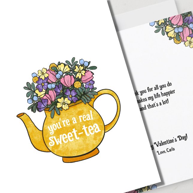 Sweet Tea Illustrated Valentine Day Card Kort (Skapare uppladdad)
