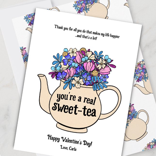 Sweet Tea Illustrated Valentine Day Julkort (Skapare uppladdad)