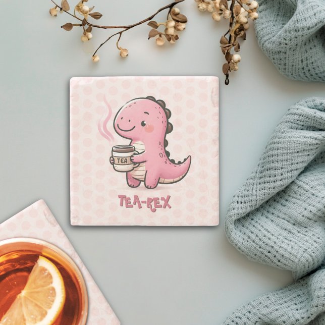 Sweet Tea-Rex anpassade Dinosaur Animal Pun Stenunderlägg (Sweet Tea-Rex Customizable Dinosaur Animal Pun Stone Coaster)